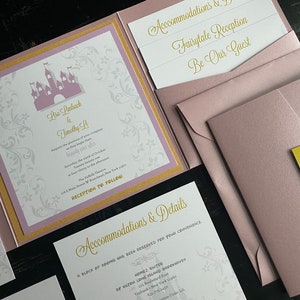 Fairytale Wedding Invitation | Custom Pocket Invitation Suite | Castle | Wedding Announcement | Storybook | Prince | Princess | Glitter