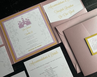 Fairytale Castle Wedding Invitation: Custom Pocket Suite