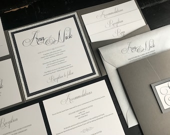 Custom Pocket Wedding Invitation Suite: Elegant Script
