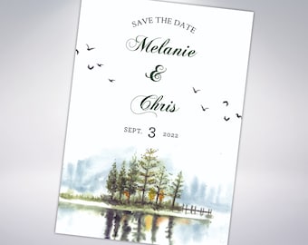 Wilderness Save The Date Postcards: Forest Lake Design
