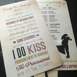 Program Fans | Rustic Wedding Programs | Fans for Wedding | Printable Option Available | Ceremony Order of Events | Bridal Party | Thank You