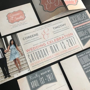 Custom Wedding Invitation Custom Fold Invitation Suite Wedding Invite & Postcard RSVP Wedding Announcement Custom to your Colors image 2