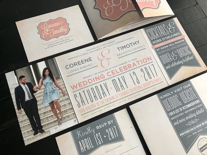 Custom Wedding Invitation Custom Fold Invitation Suite Wedding Invite & Postcard RSVP Wedding Announcement Custom to your Colors image 2