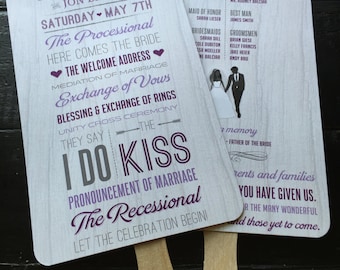 Rustic Wedding Program Fans: Custom Ceremony Details