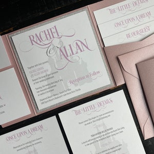 Fairytale Wedding Invitation | Custom Pocket Invitation Suite | Castle | Wedding Announcement | Storybook | Prince | Princess | Glitter