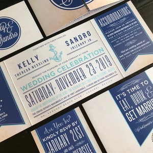 Suite de invitación de boda plegable personalizada náutica / Invitación de boda y tarjeta RSVP / Boda en crucero / Ancla / Renovación de votos / Personalizado
