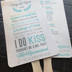Wedding Program Fans | Rustic Wedding Programs | Outdoor Wedding | Ceremony Programs | Bridal Party | Thank You Note | Wedding Hashtag