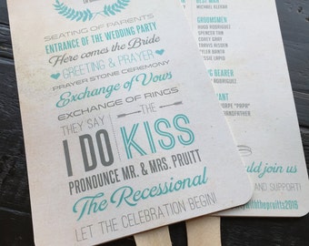 Rustic Wedding Program Fans: Custom Ceremony Details