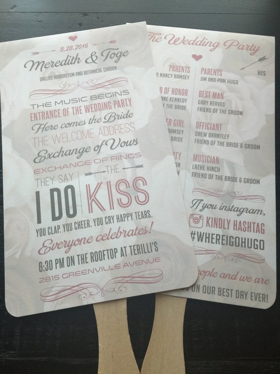 Program Fans Custom Wedding Programs Fans For Wedding Etsy