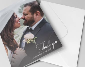 Thank You Cards with Matching Pearlescent Envelopes | Wedding Thank You Card | Custom Message | Wedding Photos | Thank You