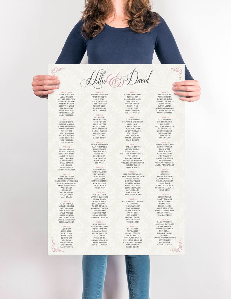 Custom Wedding Reception Seating Chart Board | Mounted Board with Easel Back