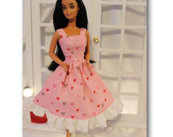 X's and O's Valentine Heart Doll Dress. Fashion Doll Clothes. Valentine  Kisses and Hugs Girl Gift