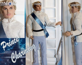The Fairy Tale Collection Prince Charming,  Tunic with Attached Sword Belt, Crown & Pants. Clothes only, Ken Doll and Sword not included)