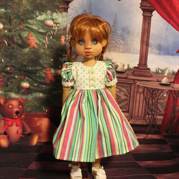 Sweet Things - Christmas Candy Dress with Snaps. Clothes Only. 13" Las Amigas Paola Reina, Little Darling, & Trinket Box  Dolls not included