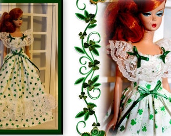 OOAK DOLL CLOTHES HANDMADE FOR ST PATRICKS DAY PRINT JUMPER DRESS CLOTHES