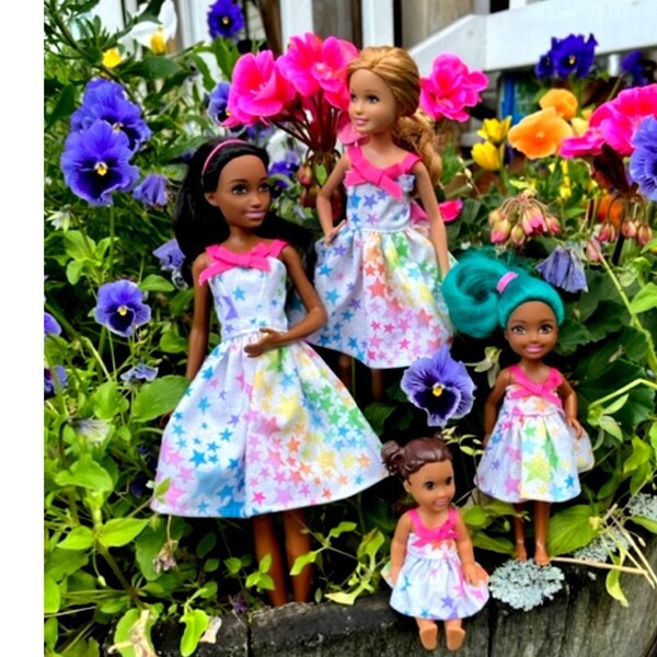 Sister Set for Fashion Dolls.  4 Dress set OR Purchase Individually (Skipper, Stacie, Chelsea and Kelly  Dolls not included)