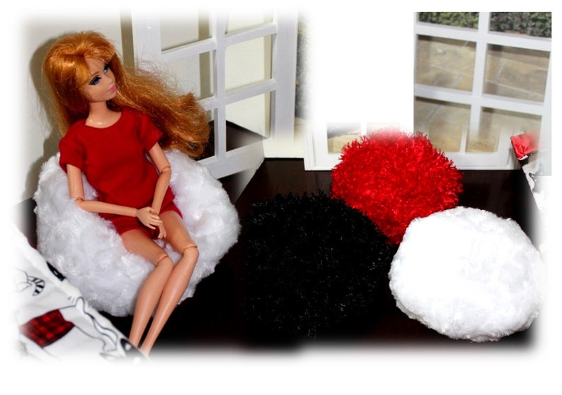Soft And Furry Black Red Or White Bean Bag Chair For Fashion Etsy