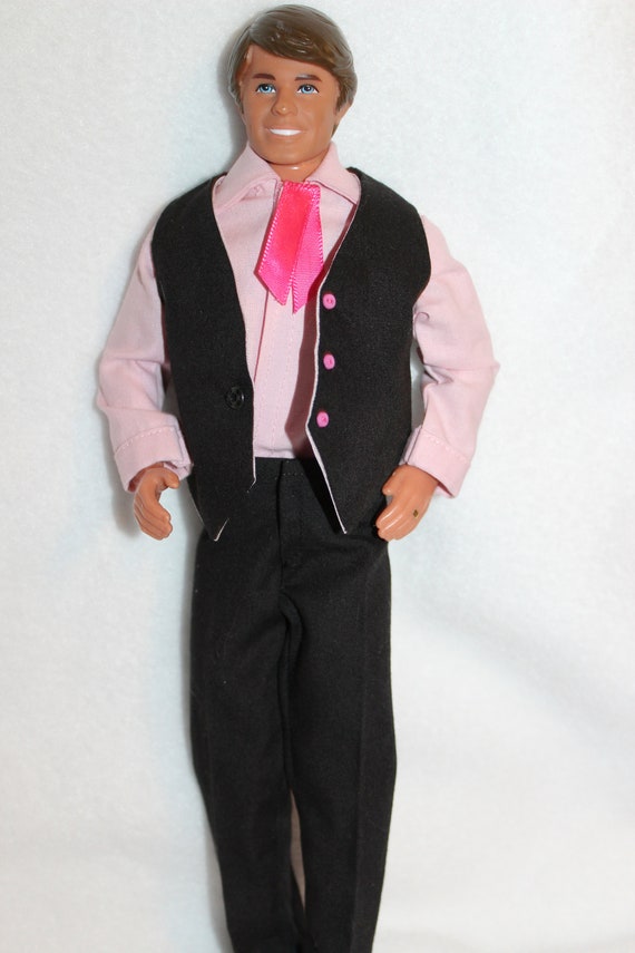 3 Piece Suit Pink Shirt Pink Lined Black Vest Black - Etsy Finland