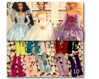 Gloves for 11'5" Tall Fashion dolls . One Pair of Fingerless Gloves, Red, Yellow, Blue, Purple, Black, White or Pink