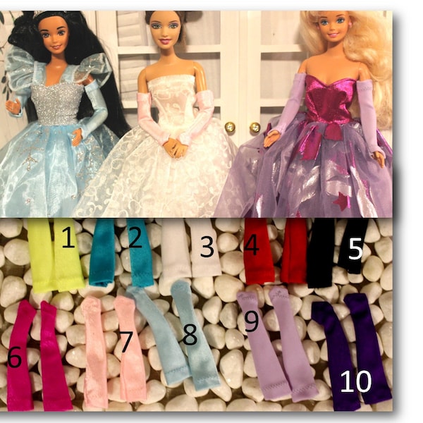 Gloves for 11'5" Tall Fashion dolls . One Pair of Fingerless Gloves, Red, Yellow, Blue, Purple, Black, White or Pink