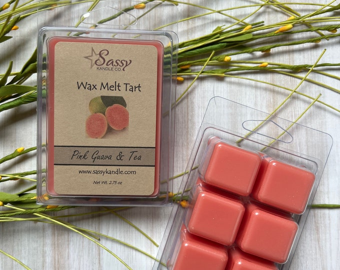 PINK GUAVA & TEA | Wax Melt Tart | Wax Tart | Wax Melt | Phthalate Free | Soy Blend | Sassy Kandle Co.