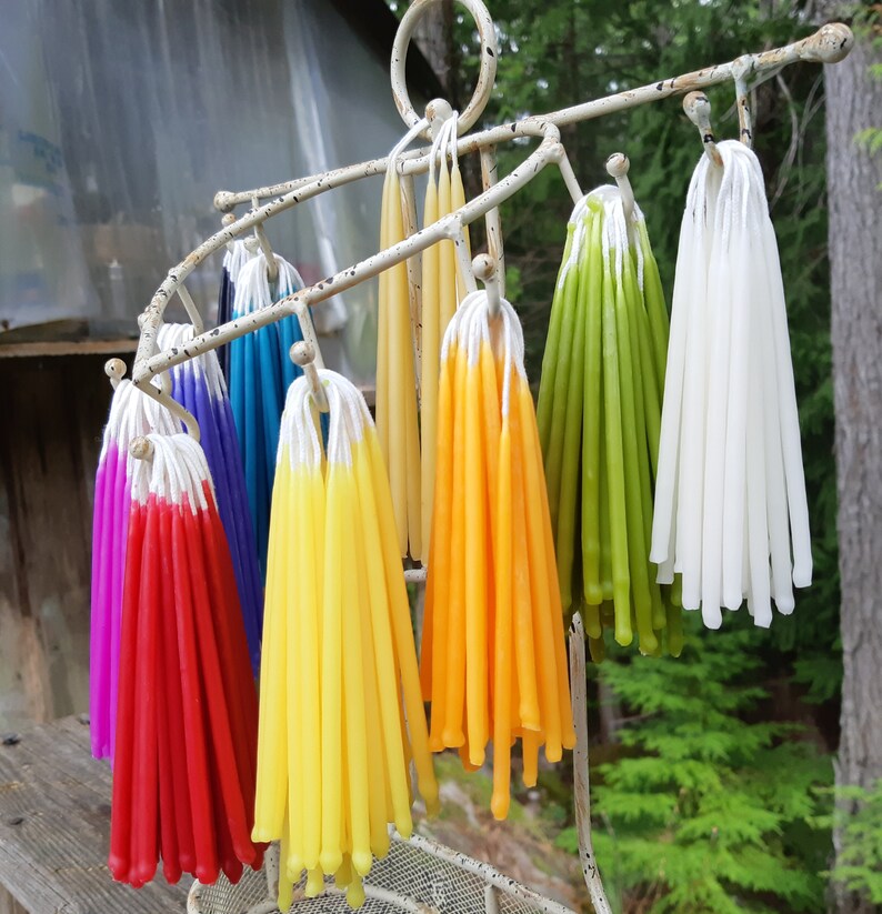 Birthday Candles Colored Beeswax Candles 60 Mixed Rainbow Etsy
