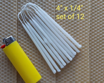 White Candles, 12 Hand Dipped Beeswax Tapers