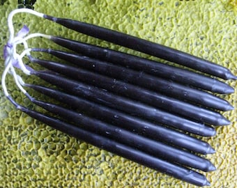 8  Black Candles, 5" Thin Black Beeswax Tapers, Birthday Candles or for Meditation, Celebration & Rituals
