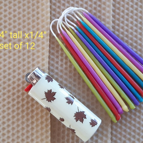 Birthday Candles, 12 Beeswax Tapers