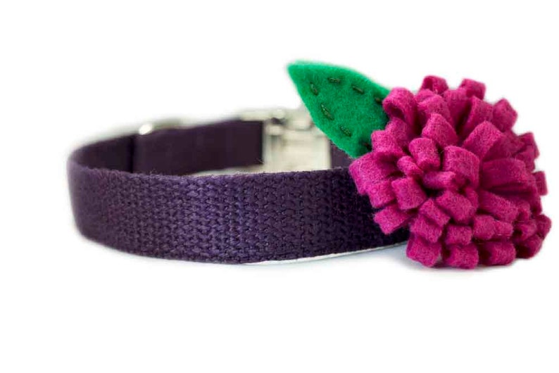 Hemp Dog Collar With Metal Engraved Buckle Purple 1 Etsy