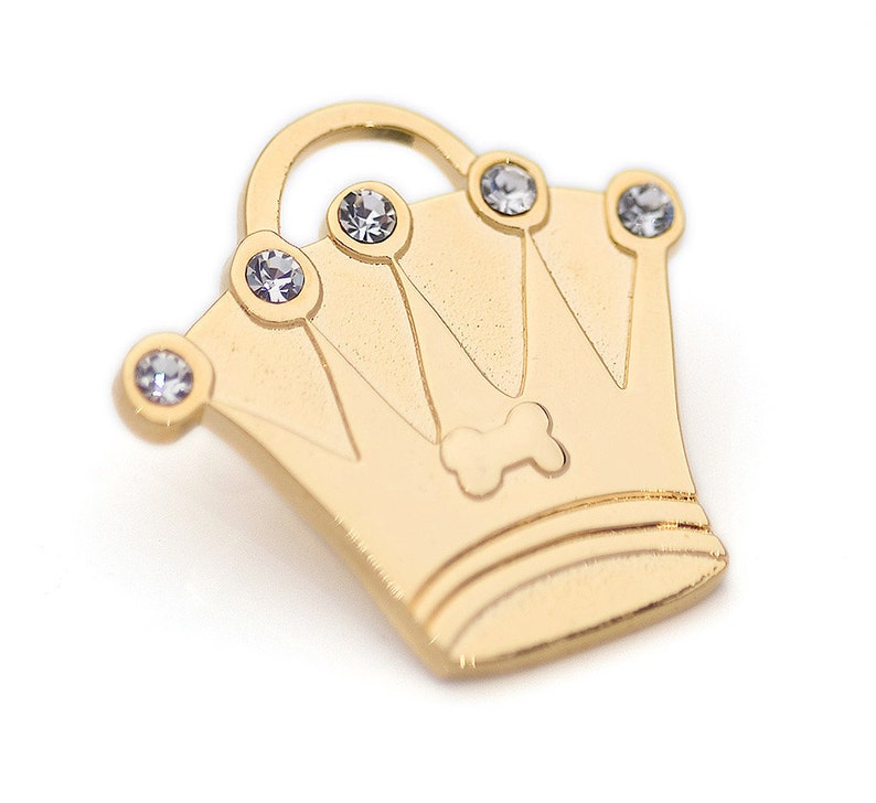 Crown ID Tag Engraved Dog ID Tag Crown ID Tag in Silver or Etsy