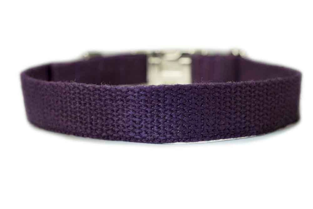 Hemp Dog Collar With Metal Engraved Buckle Purple 1 Etsy