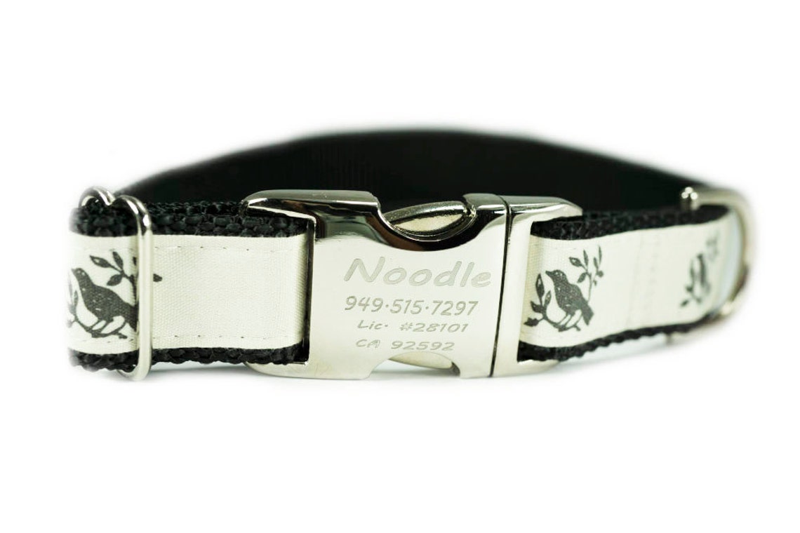 Dog Collar Personalized Engraved Buckle 1 Bird Dog Etsy
