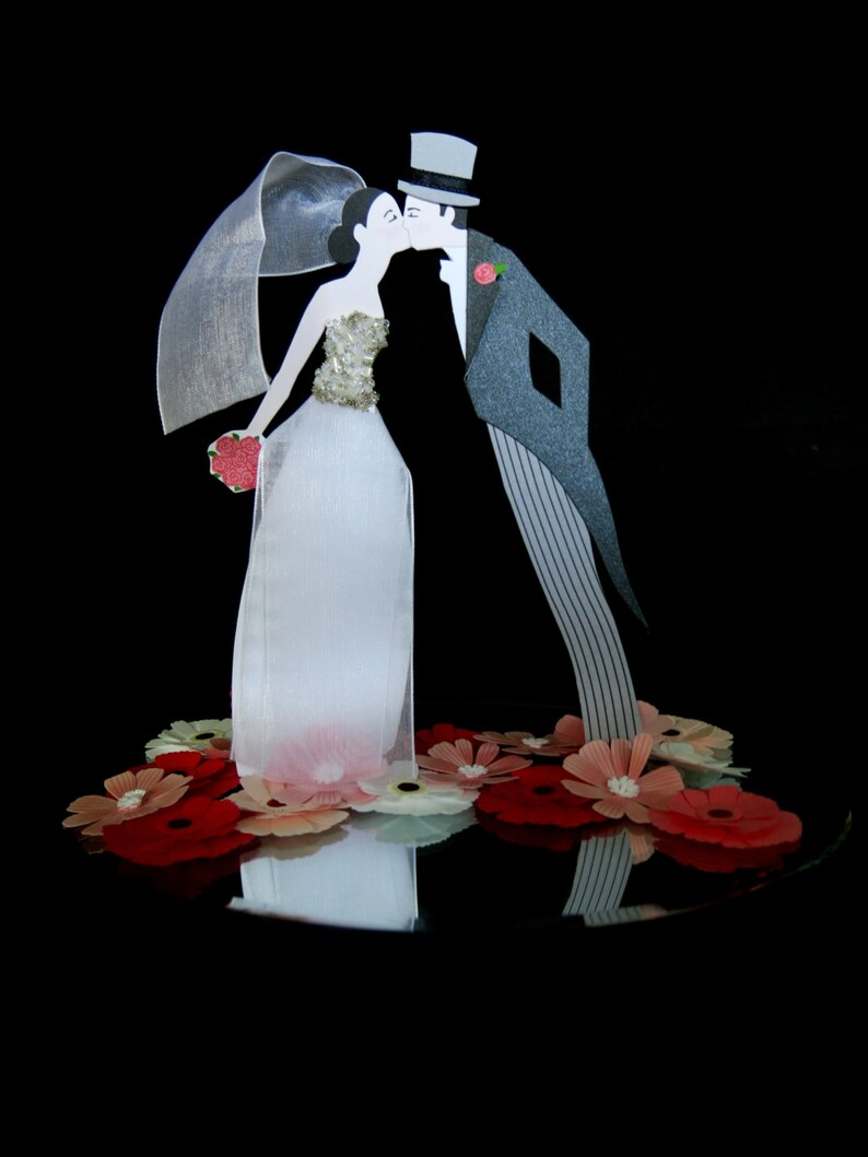 Wedding cake topper. Contemporary style paper art with image 2
