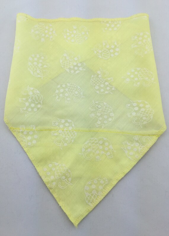Pale Yellow Cotton Bandana w/ Boho Elephant print & Secret Pocket