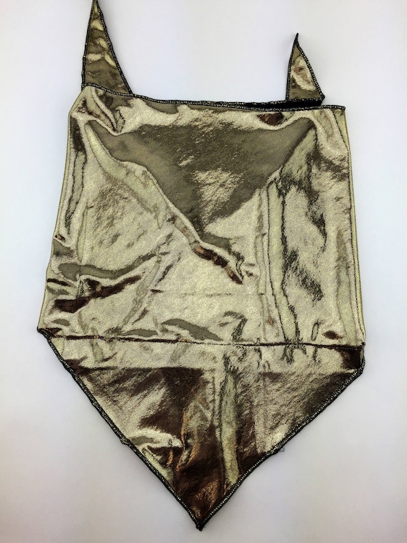 Liquid Gold: Super Shiny Gold Spandex Bandana w/ Hidden Stash Pocket