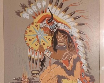 Woody Crumbo Prayer Song - Signed Silkscreen Framed Print