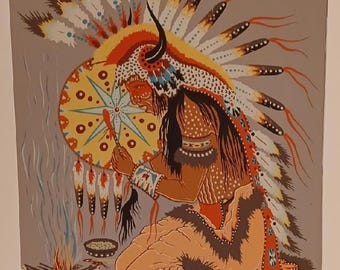 Woody Crumbo Prayer Song Silkscreen Print - Matted & Ready To Frame