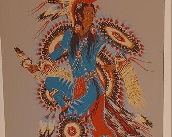 Woody Crumbo The Feather Dancer Silkscreen Print  - Matted & Ready To Frame