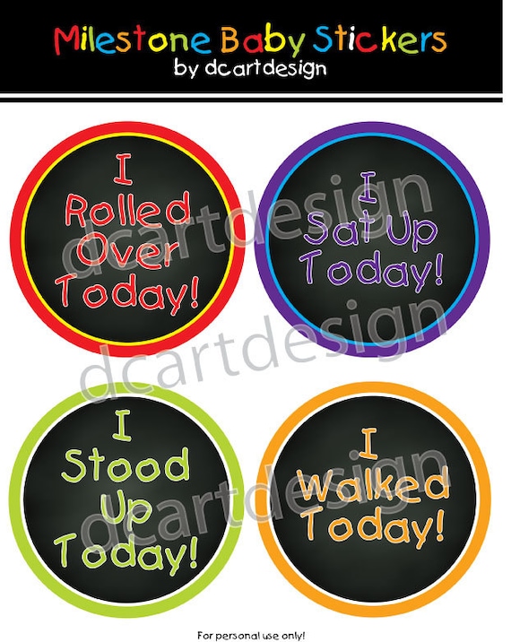 colorful chalkboard milestone baby stickers instant download etsy
