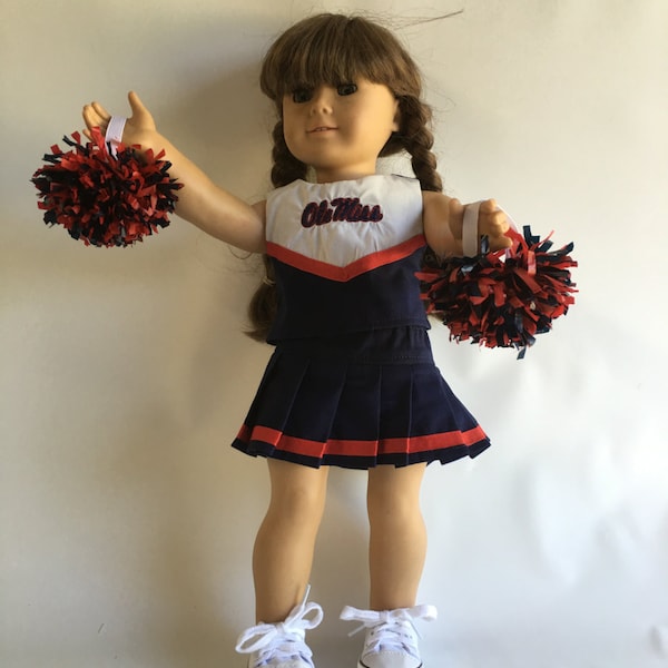 18" Doll Cheerleading Outfit with Ole Ms Logo and Matching Pompoms