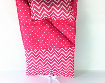 18" Doll Sleeping Bag - Candy Pink and White Print