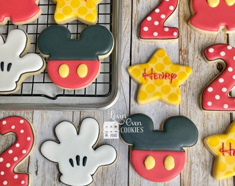 Mouse Themed Decorated Sugar Cookies, 1 Dozen cookies, Birthday Party favors