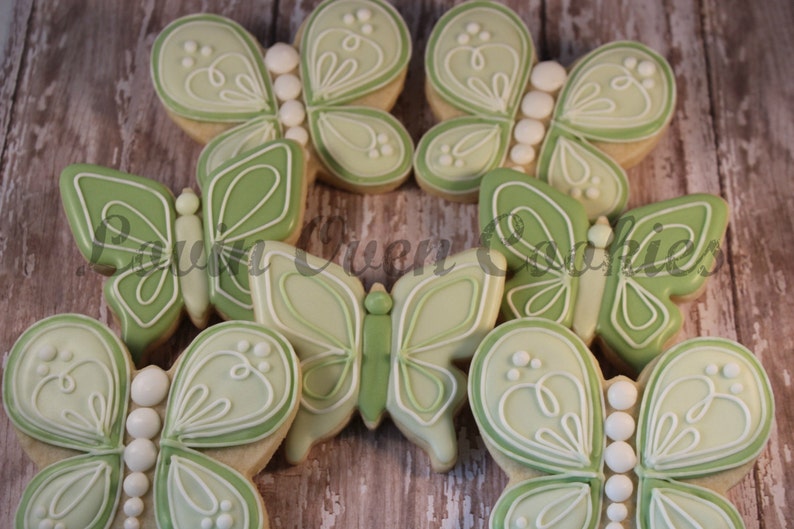 Butterfly Decorated Sugar Cookies , 1 Dozen Cookies, Garden Fairy Tea Party Favors, Dessert Table image 4