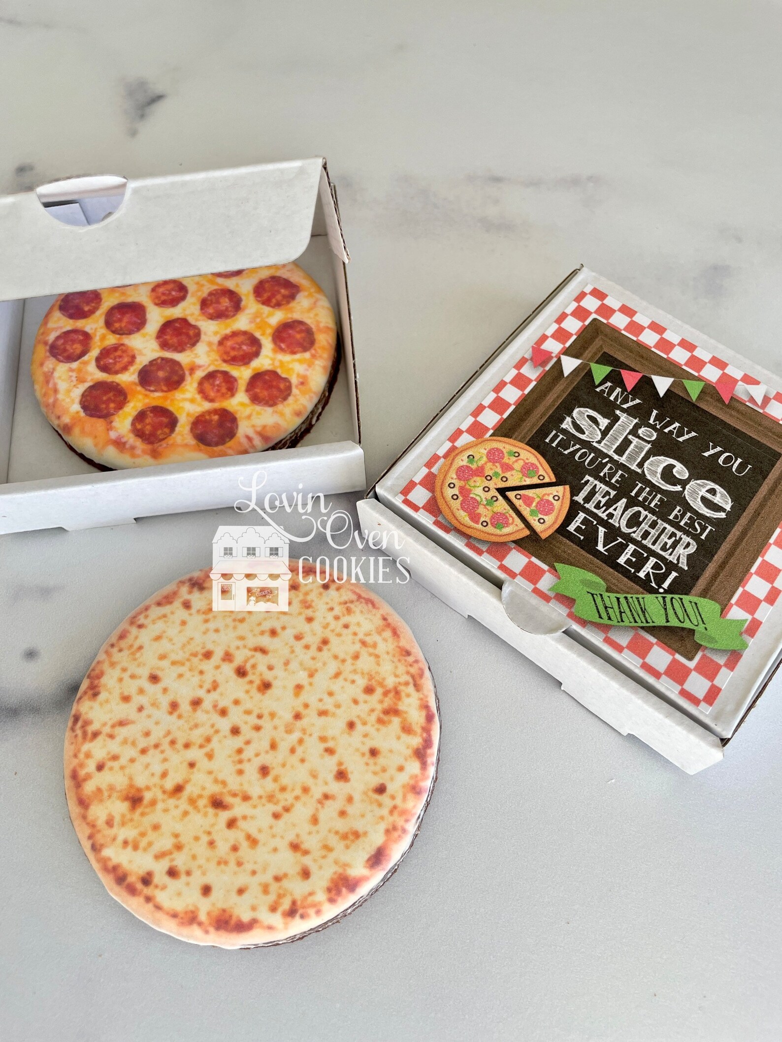 Teacher Appreciation Pizza Decorated Sugar Cookies Pizza Box Etsy