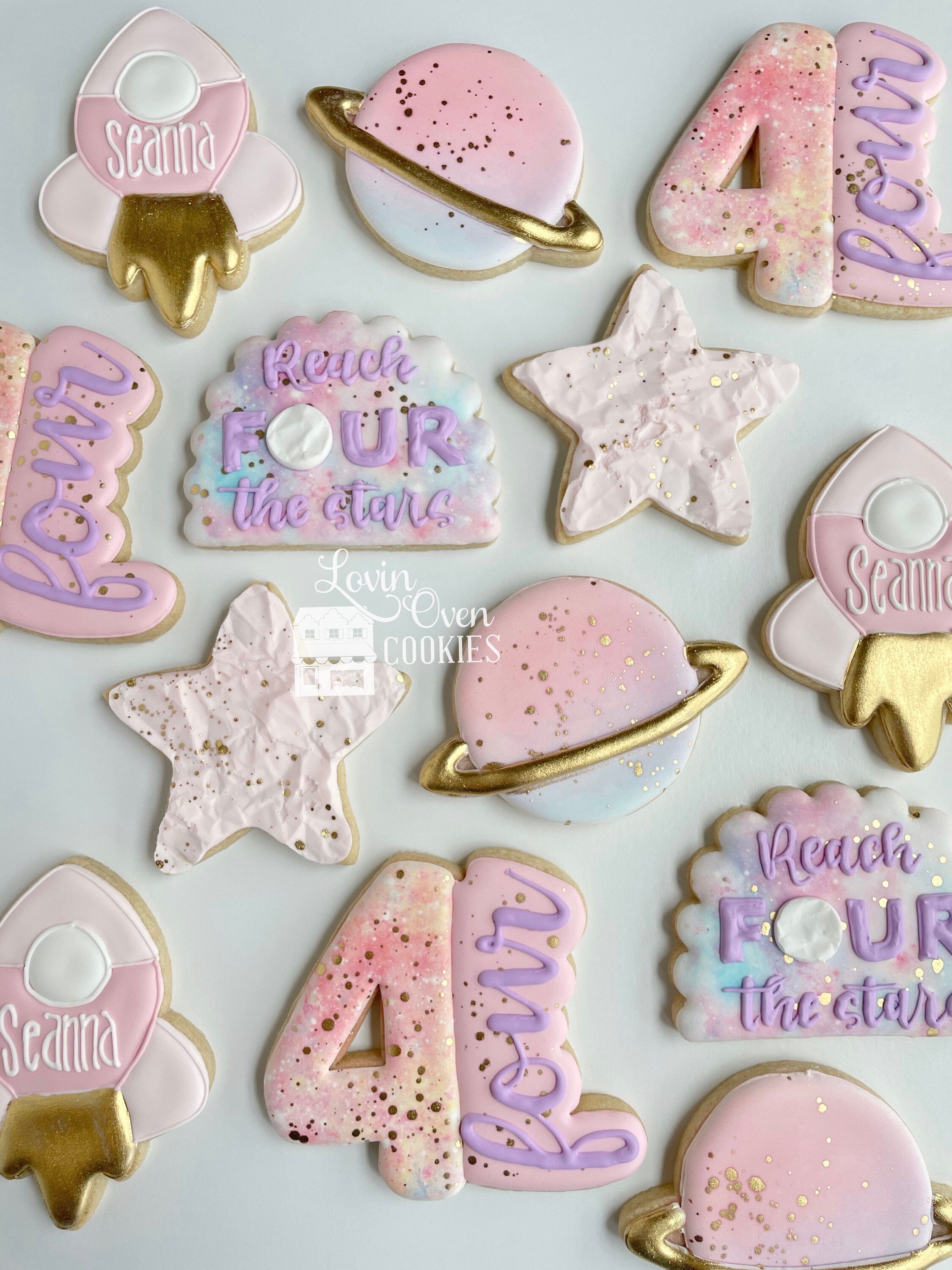 Reach Four the Stars Theme Decorated Sugar Cookie, 1 Dozen Cookies