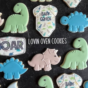 Dinosaur Themed Decorated Sugar Cookies, 1 Dozen cookies, Dino cookies, Birthday Party