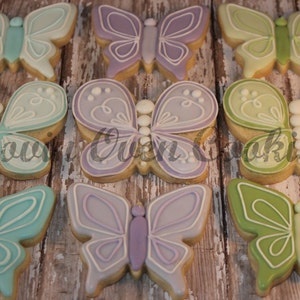 Butterfly Decorated Sugar Cookies , 1 Dozen Cookies, Garden Fairy Tea Party Favors, Dessert Table image 7