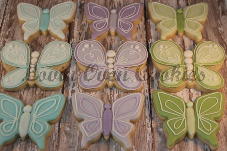 Butterfly Decorated Sugar Cookies , 1 Dozen Cookies, Garden Fairy Tea Party Favors, Dessert Table image 7