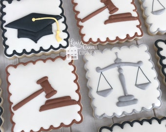 Law School Graduation Decorated Sugar Cookies, 1 Dozen Cookies, Cookie Gift, Graduation Party Edible Favor, Dessert Table